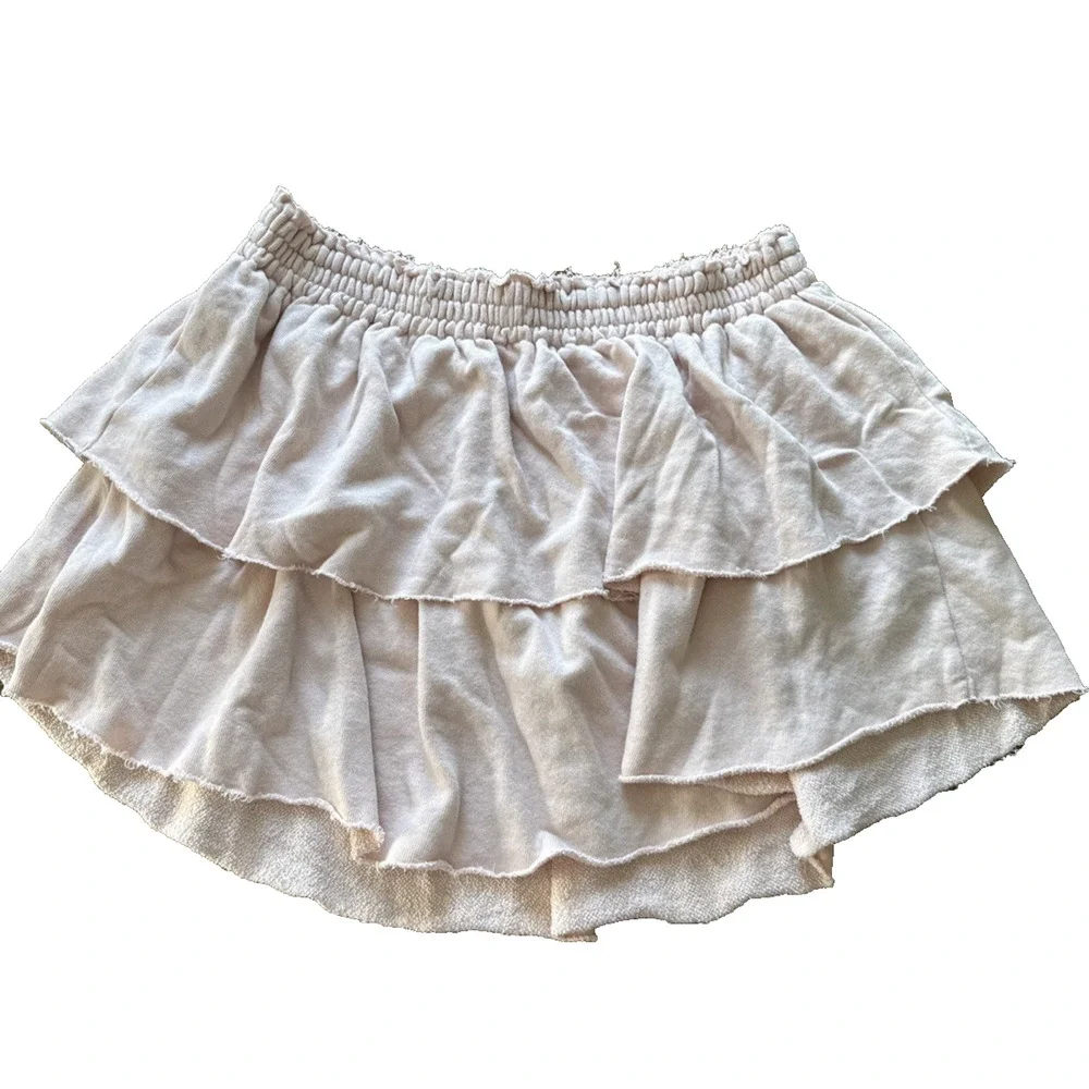 Aerie Mini Skirt Womens Large Light Pink Tiered Cottagecore Ruffle NWT Cute